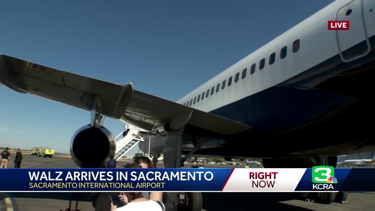 Tim Walz arrives in Sacramento for fundraiser